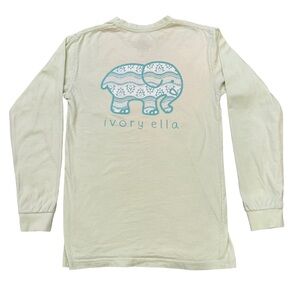 Ivory Ella Light Green Long Sleeve Elephant Tee Shirt sz S